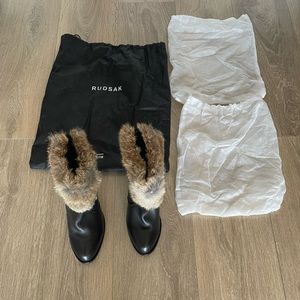 Authentic Rudsak Leather and Raccoon Fur Booties